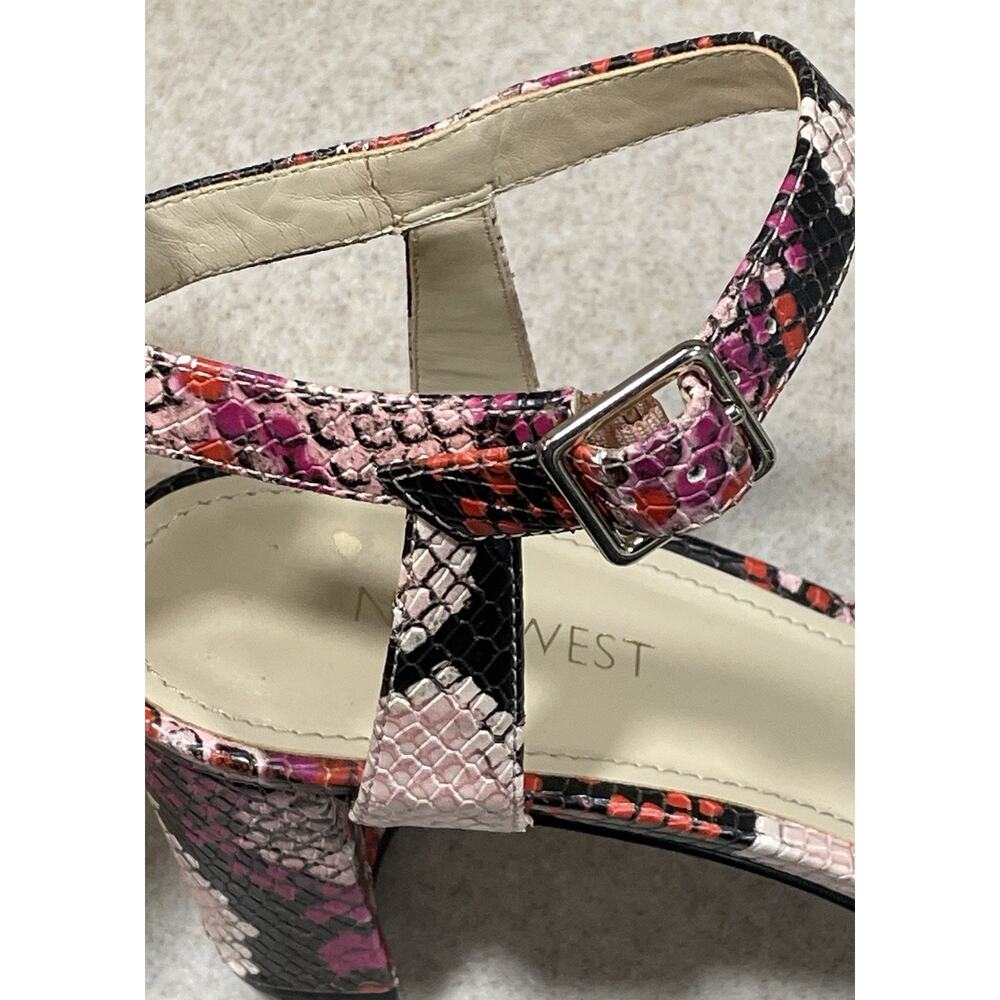 Nine West Womens Snakeskin Print Ankle Strap Open Toe Block Heel Sandals Sz 10 M - Picture 8 of 9